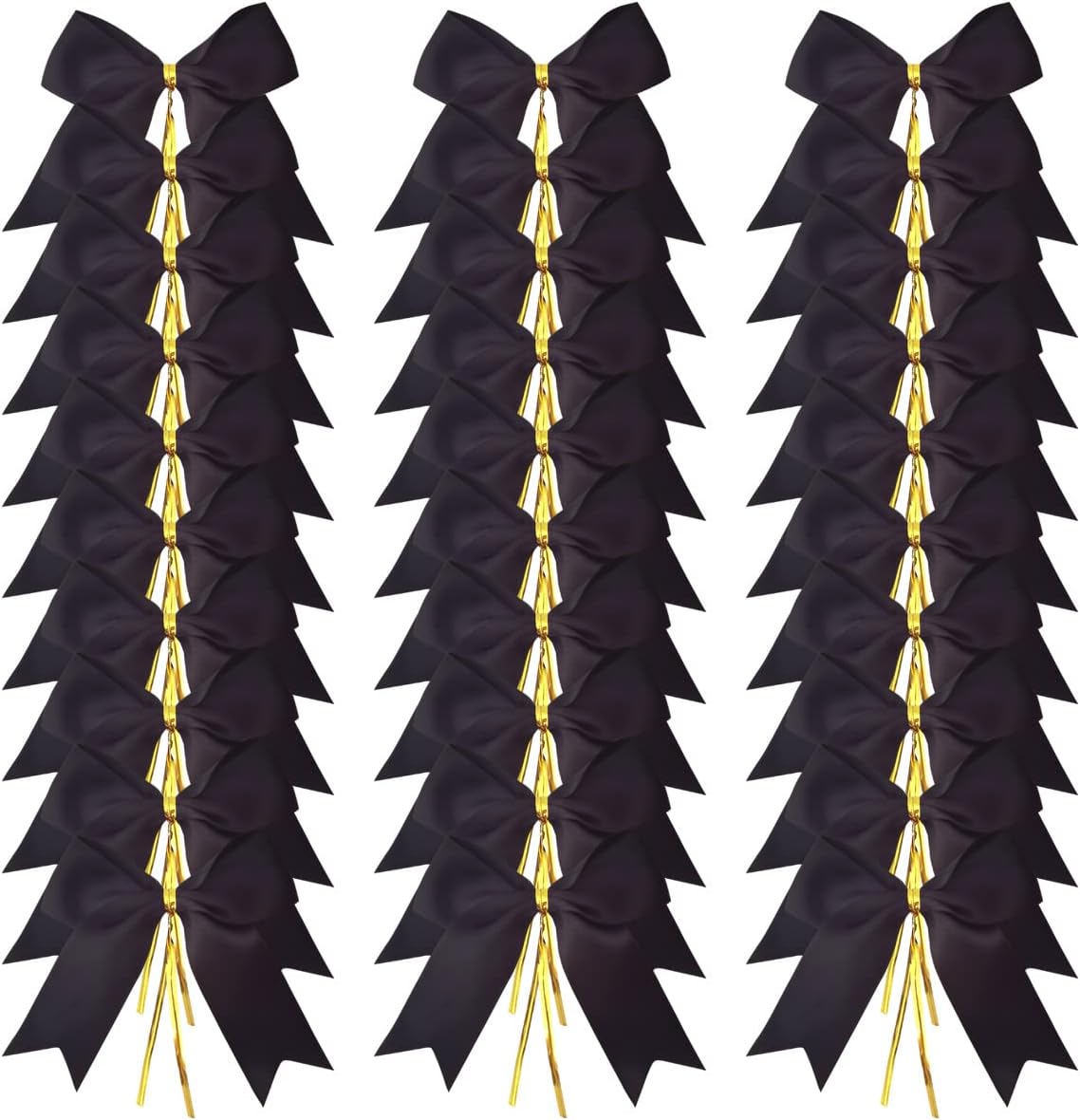 50pcs 3-1/2" Black Satin Ribbon Bows with Twist Ties Fish Tail Cutting Satin Bows(Black)