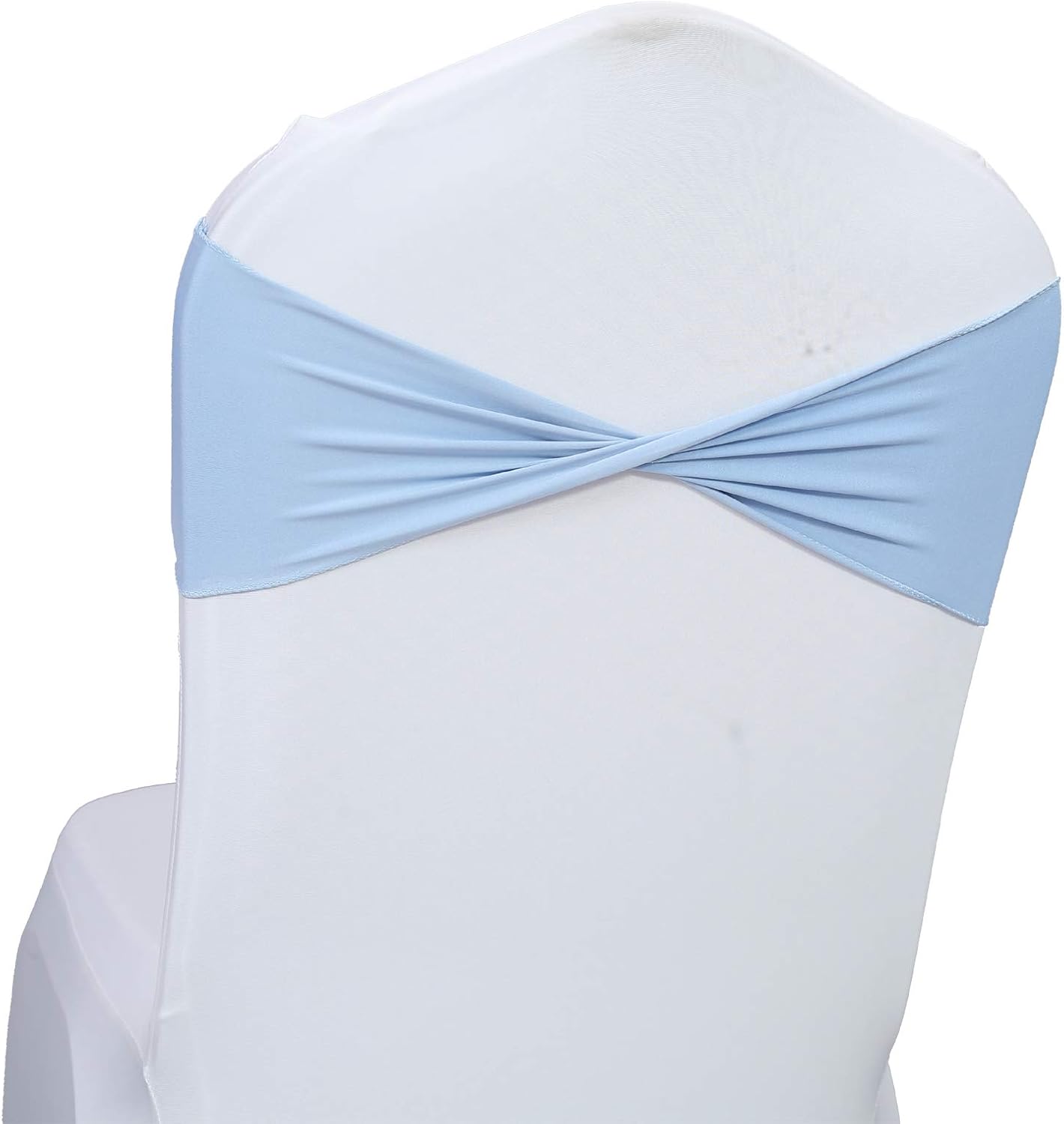 VDS Pack of 150 PCS | Baby Blue | Spandex Chair Sashes Bows Without Buckle | Stretch Elastic Banquet Universal Folding Chair Band Tie with for Wedding Party Conference Celebration Event Decoration