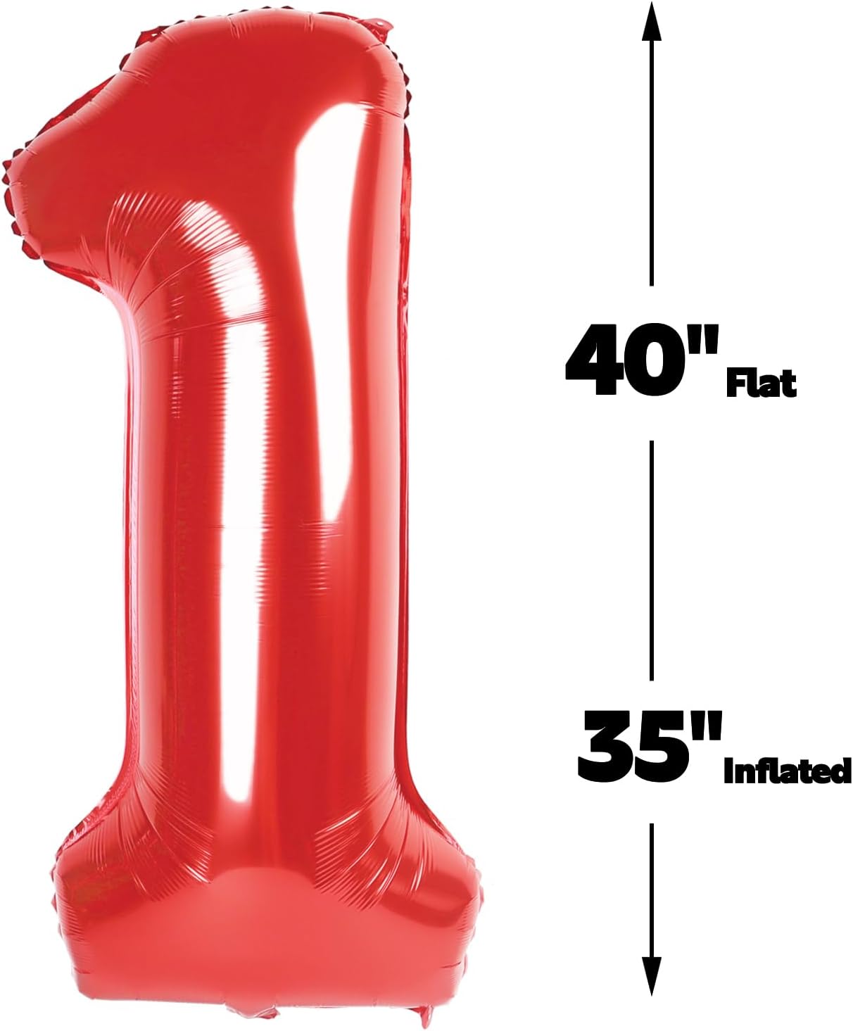 Red Number 1 Balloon 40 inch, Number 1 Birthday Balloon for Boy Girl, Red Foil One Balloon for 1st 10 11 12 16 18 Birthday Party, Anniversary Celebration Number Balloons Decorations