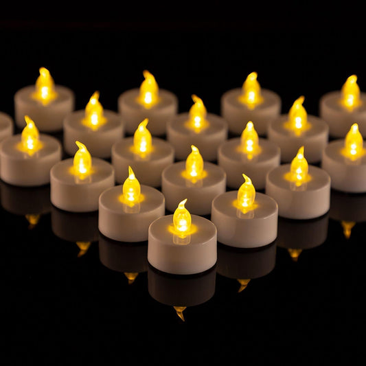 LED Tea Lights Candles- 12PACK Warm Yellow Flameless Candles Realistic and Bright Flickering Long Lasting 200Hours for Holiday Celebration,Party,Home Decoration,Battery Operated