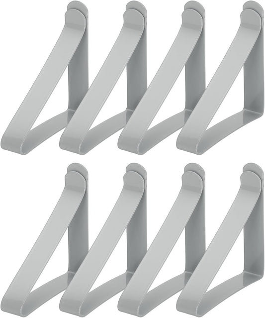uxcell 8 Pack Tablecloth Clips, Stainless Steel Table Cloth Cover Clamps, 2.56" x 2.68" Windproof Holder Clips for Home Party Picnic Wedding Camping Dining Tables, Gray