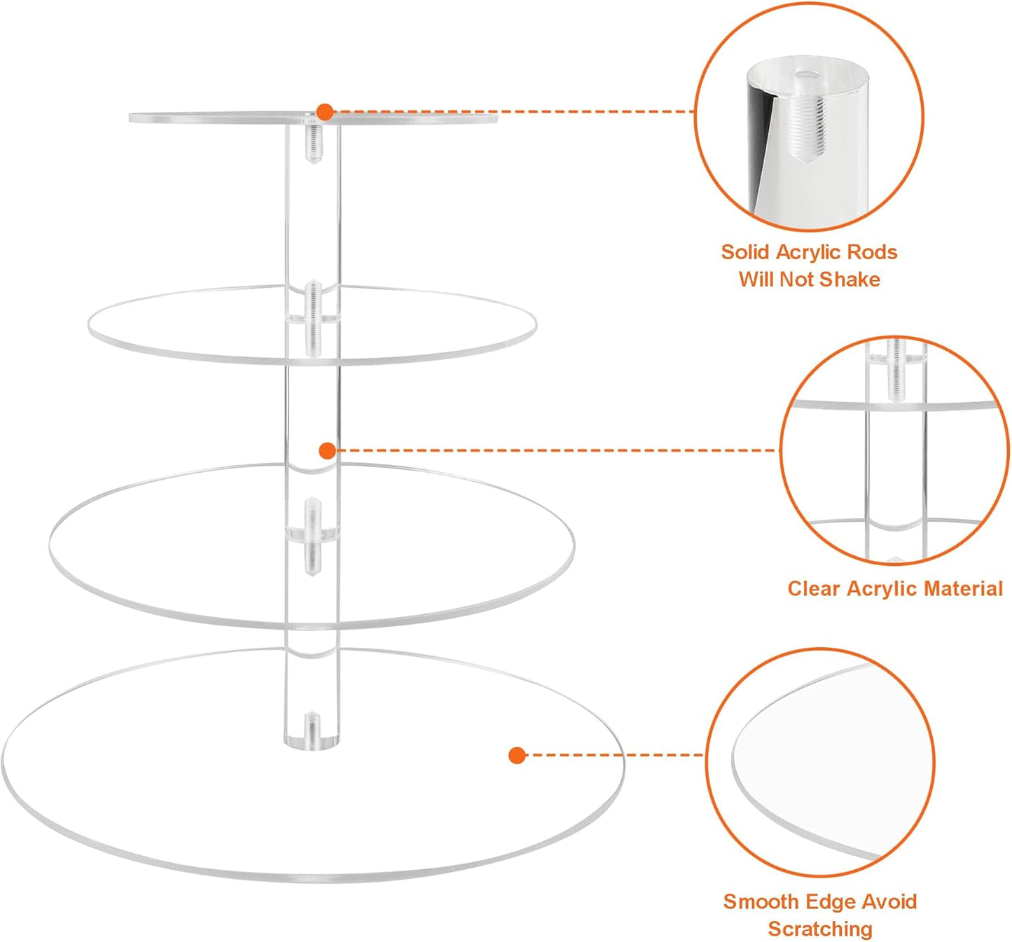 Cupcake Stand, 4 Tier Cupcake Stand for 50 Cupcakes, Round Tiered Cupcake Tower, Clear Acrylic Cupcake Holder, Dessert Stands for Party, Wedding, Birthday, Baby Shower, Halloween
