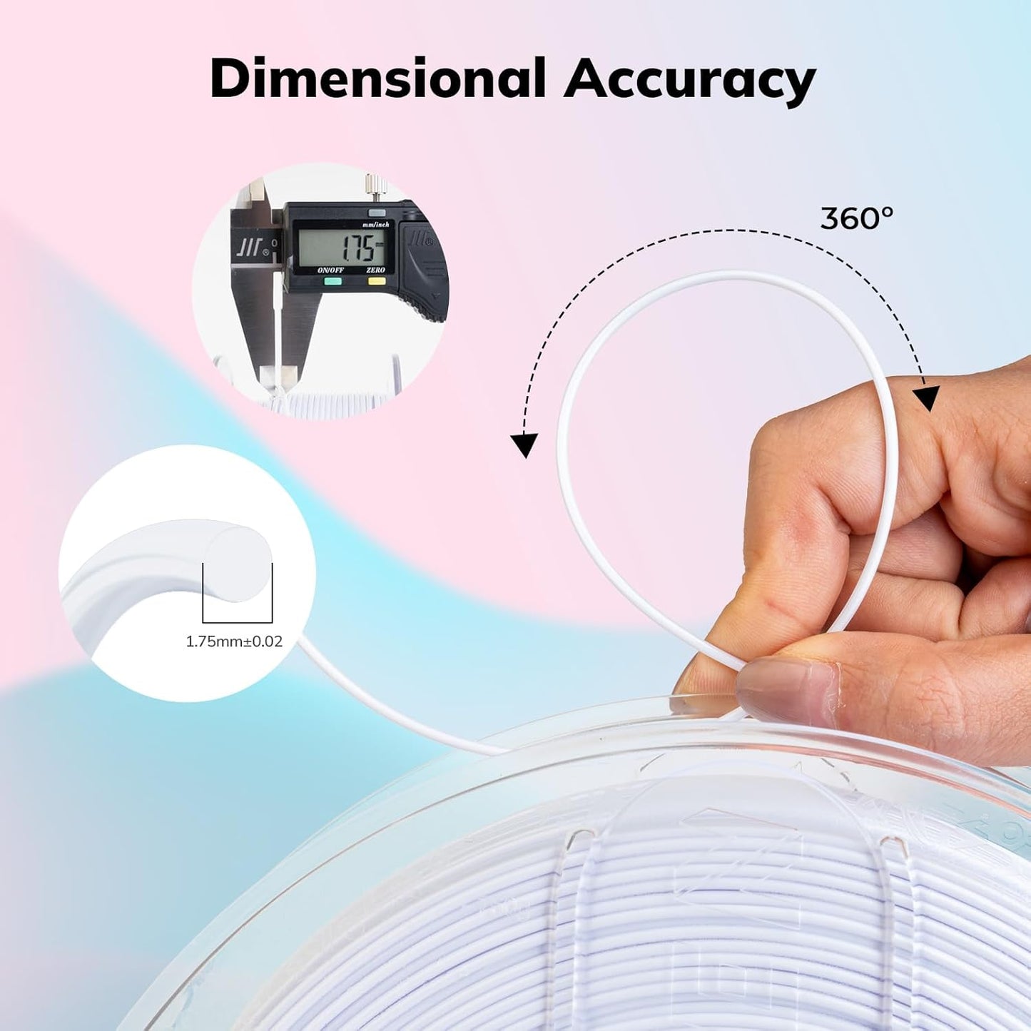 AMOLEN Rapid PETG Basic 3D Printer Filament 1.75mm +/-0.02mm,500mm/s High Speed Strong Toughness White 1KG/2.2lb