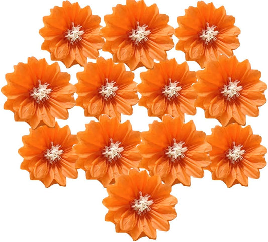 12pcs 10in 12in Paper Flowers Tissue Flowers Pom Paper Pom Poms Hanging Paper Flowers Wall Backdrop Wedding Party Flower Decorations DIY Art Craft Blooms for Birthday Baby Shower Nursey Decor Orange