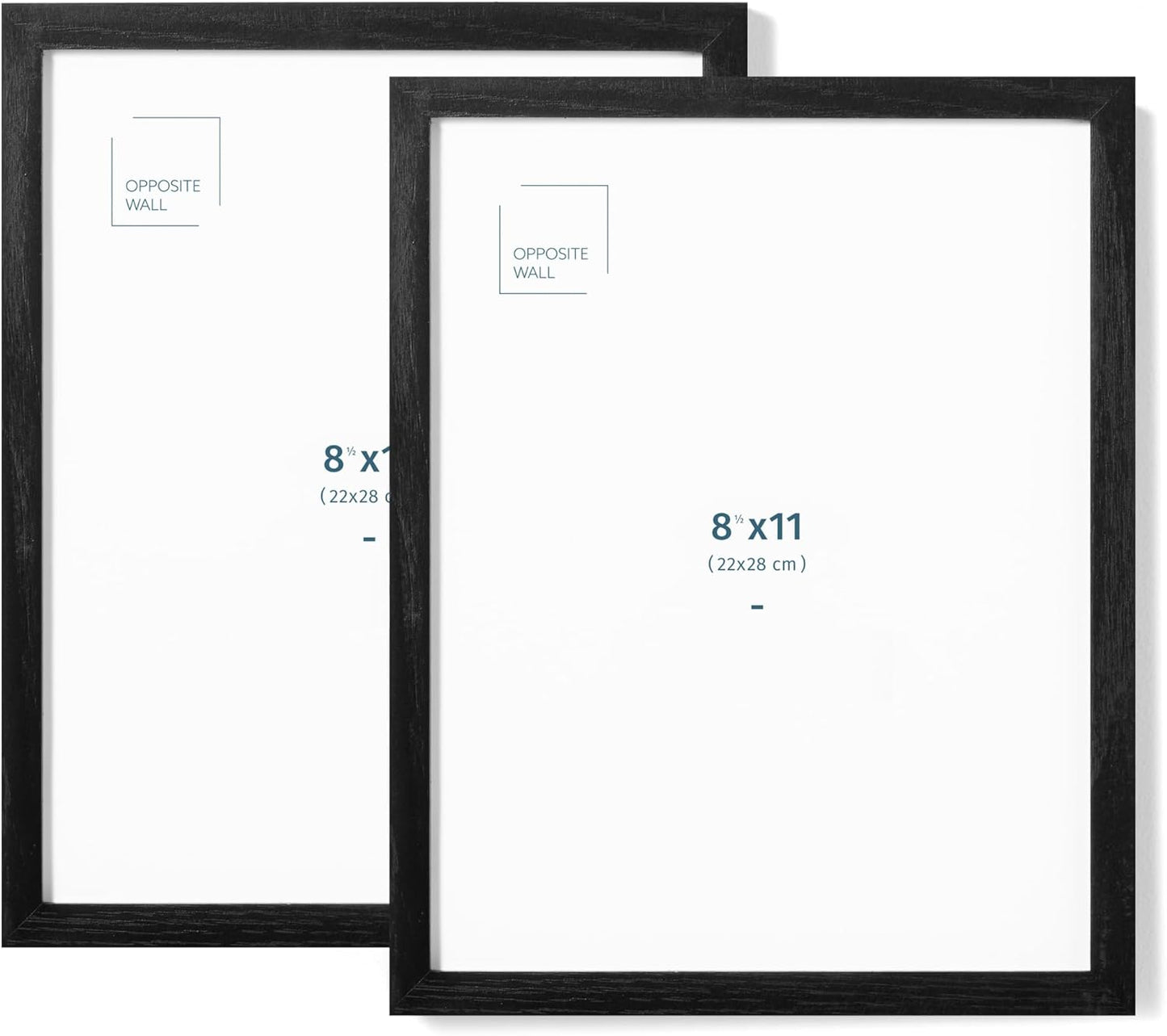 Opposite Wall - Set of 2-8.5 x 11 in - Black Solid Oak Wood Picture Frames - Lightweight, Versatile & Shatterproof - Wall Hanging & Tabletop Photo Frame - Office, Gallery & Home Decor