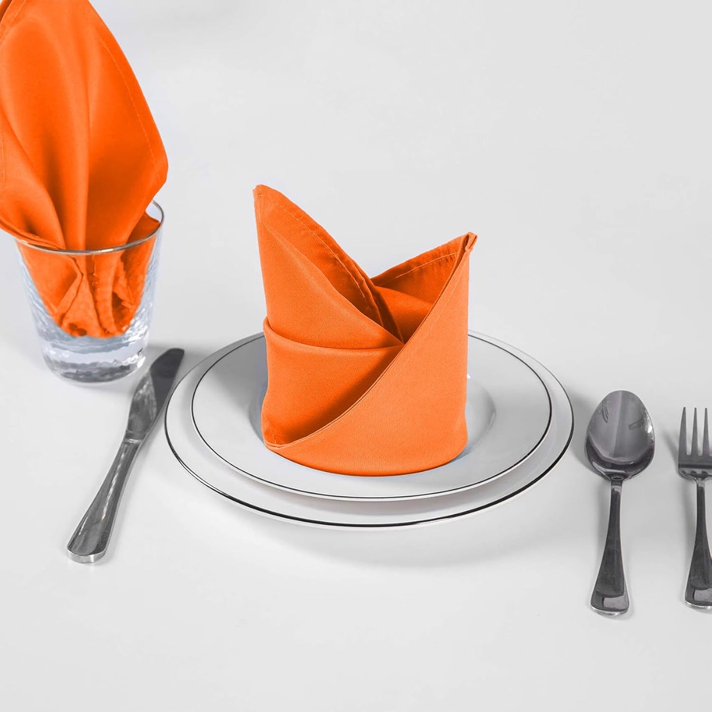Cupuamon Cloth Napkins 17x17 inch Washable Polyester Dinner Napkins Soft Table Napkins for Wedding Party Dining Banquet(Orange,12PCS)