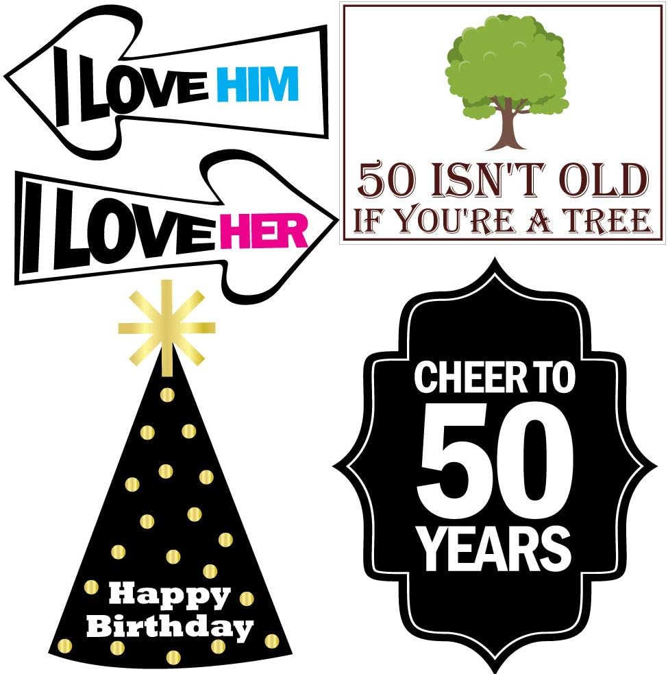 50th Birthday Photo Booth Party Props - 40 Pieces - Funny 50th Birthday Party Supplies, Decorations and Favors