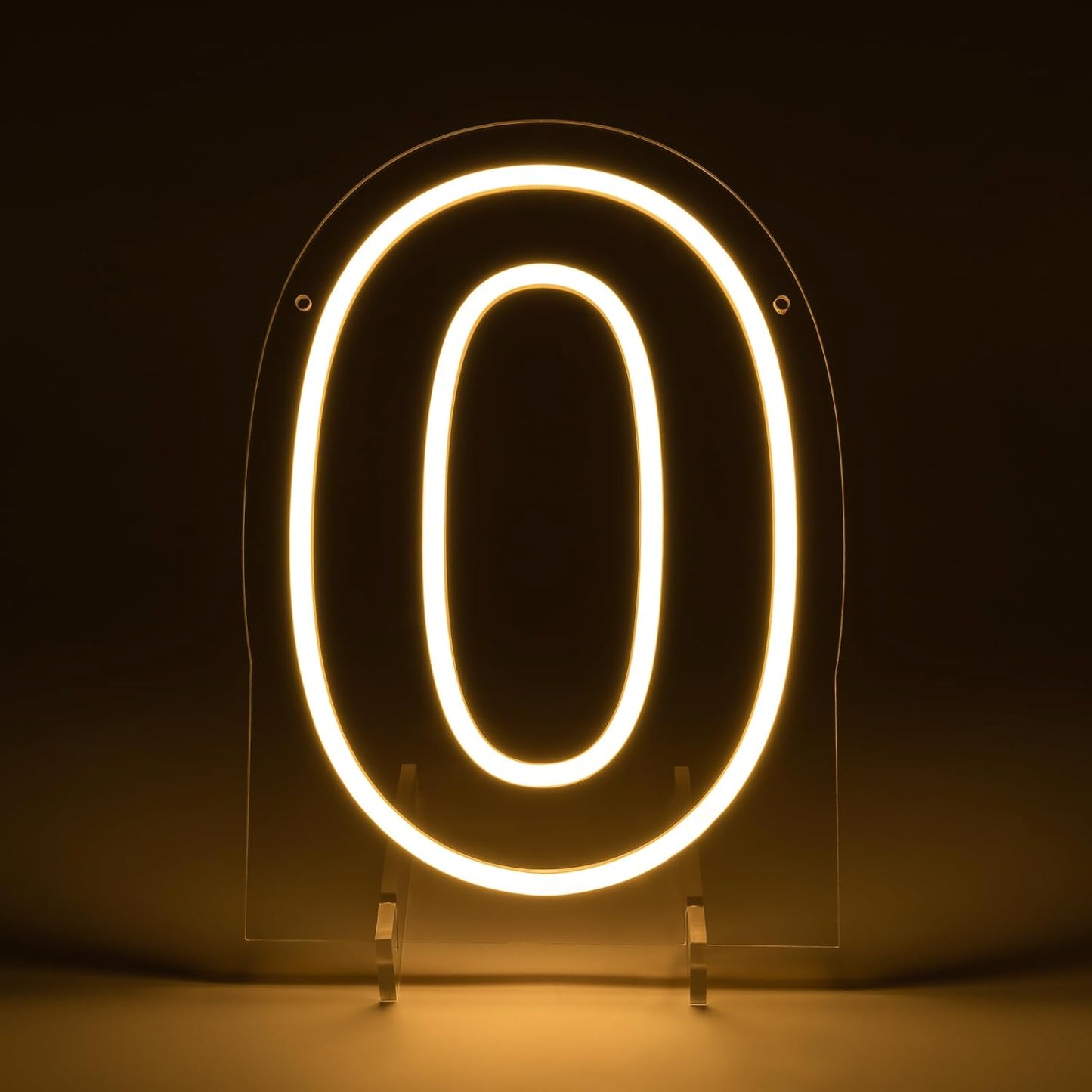 Number 0 LED Neon Sign Backdrop Birthday Party Decoration, 11.3" Height Warm White Marquee Number Zero Light Up Sign for Wedding Anniversary Window Wall Table, Indoor Battery Operated or USB