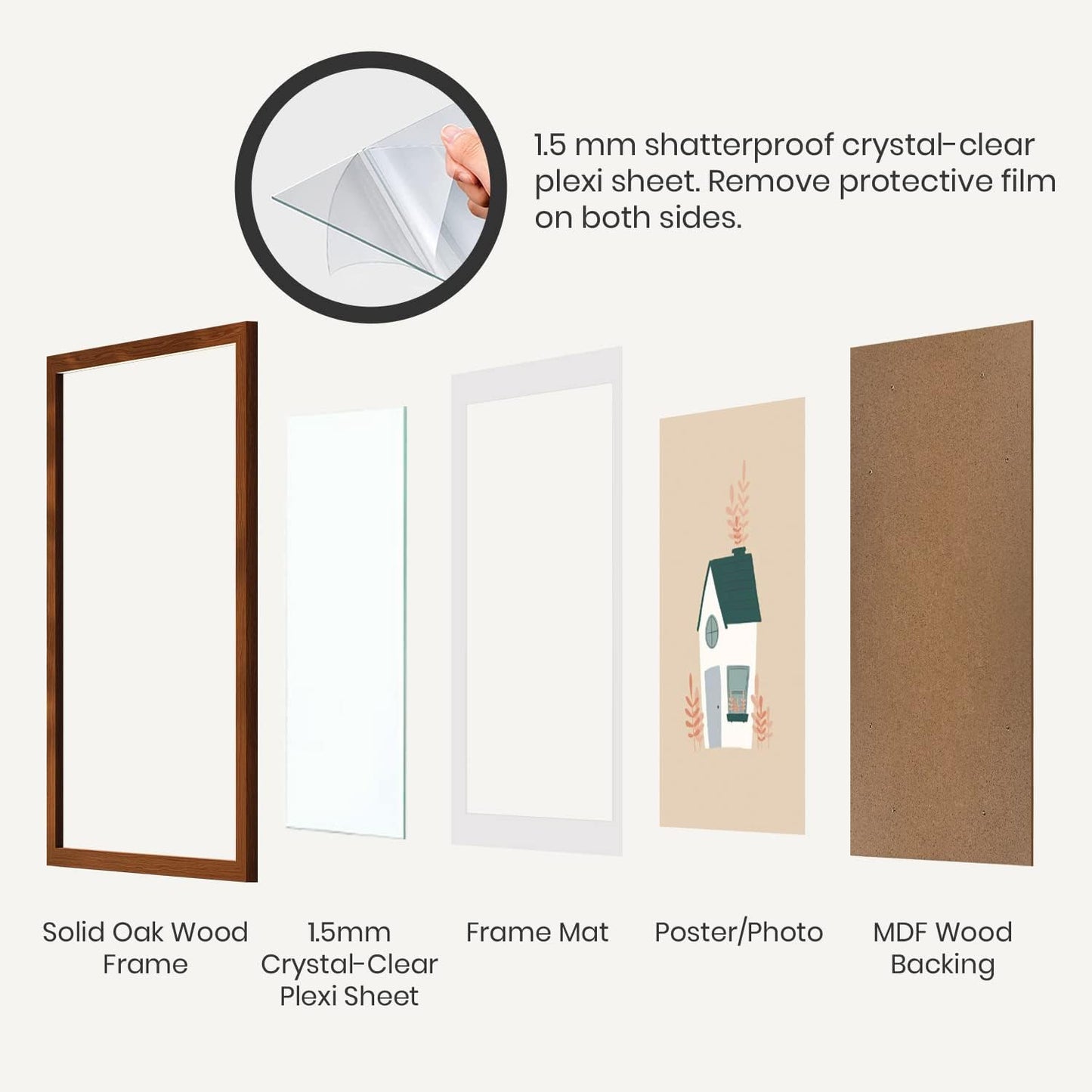 Opposite Wall - Set of 2-8x10 in - Dark Solid Oak Wood Picture Frames with Mat - Wall Hanging & Tabletop Photo Frame - Pictures Display 5x7 with Mat, 8x10 without - Office, Gallery & Home Decor