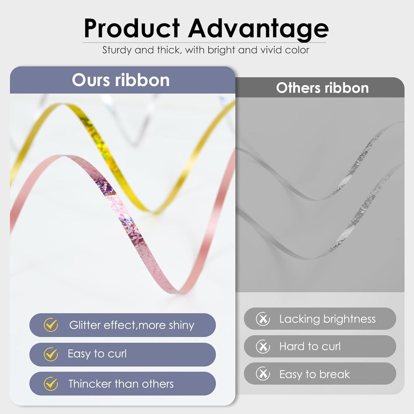 Silver Curling Ribbon, 500 Yard Shiny Metallic Curly Gift Ribbon for Wrapping, Balloons, Flowers