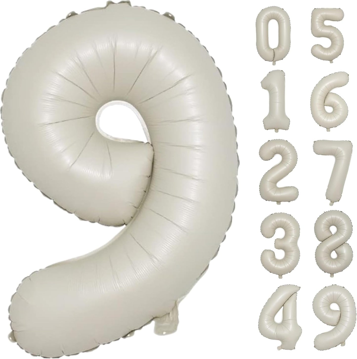 40 Inch Cream White Number 9 Balloon Mylar Big Foil Helium Number 19 29 39 49 59 69 79 89 99 Balloon for Party,Digital 9th Birthday Party Wedding Decorations, Boy Baby Shower Decorations