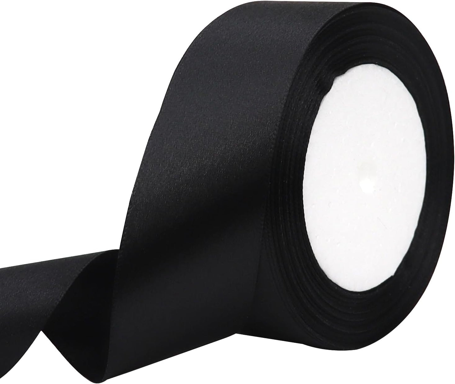 Black Solid Satin Ribbon 1-1/2 Inch 25 Yards Solid Polyester Fabric Ribbon for Gift Wrapping Wedding Christmas Baby Shower Birthday Party Decoration Handmade Immortal Flower Craft
