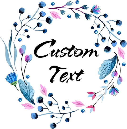 Custom Stickers for Weddings, Birthdays & Businesses - Personalized Labels with Your Logo - Waterproof, Fade and Heat Resistant - Pack of 100-1000 (Wreath L, 3 Inch)