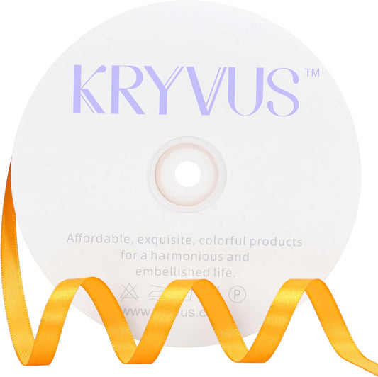 Yellow Satin Ribbon 3/8 inch X Continuous 100 Yards, Single Face Polyester Ribbon Perfect for Gift Wrapping, Flower Bouquet, Wedding Decor, Crafts, Bow Making, Sewing and More