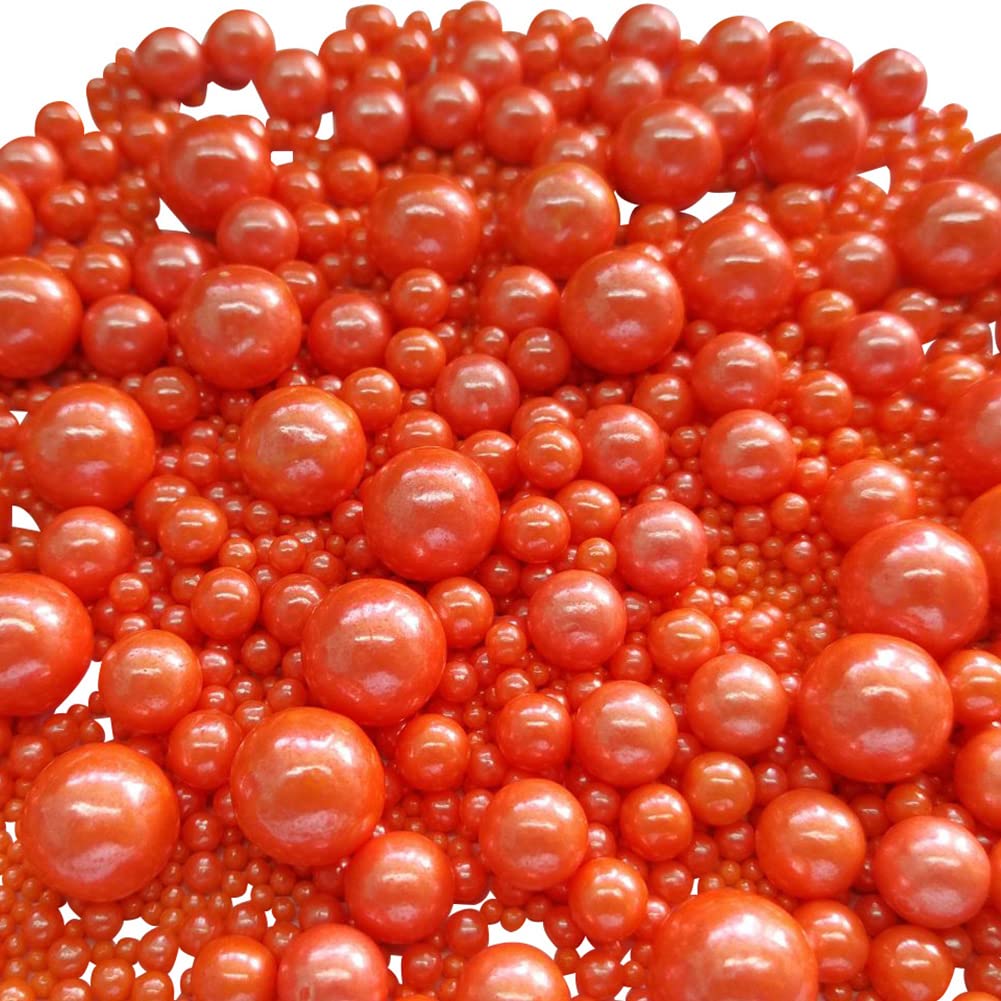 Edible Orange Sugar Pearls Candy Sprinkles 120G/ 4.23Ounce Baking Cake Sprinkles Cupcake and Cake Topper Cookie Decorations Wedding Party Valentines Halloween Christmas Supplies