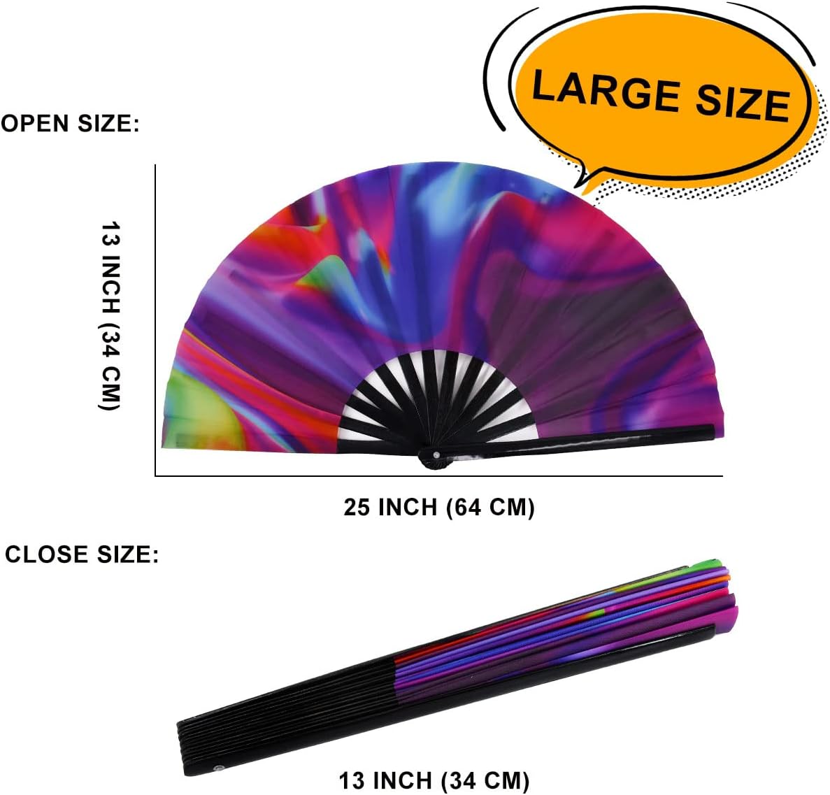 Amajiji Large Folding Hand Rave Fan Popping Fan for Line Dancing Clacking Fans for Boots On The Ground Dance,Party,Decoration,Festival (Aurora)