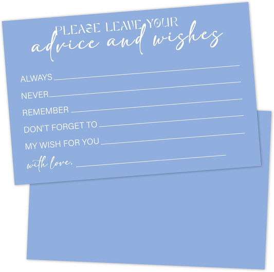 Advice and Wishes For the Mr and Mrs, Blue Advice Cards for Bridal Shower, Well Wishes for Wedding, Baby Shower Birthday And Graduation Party, 4" x6", 25 Pack-09