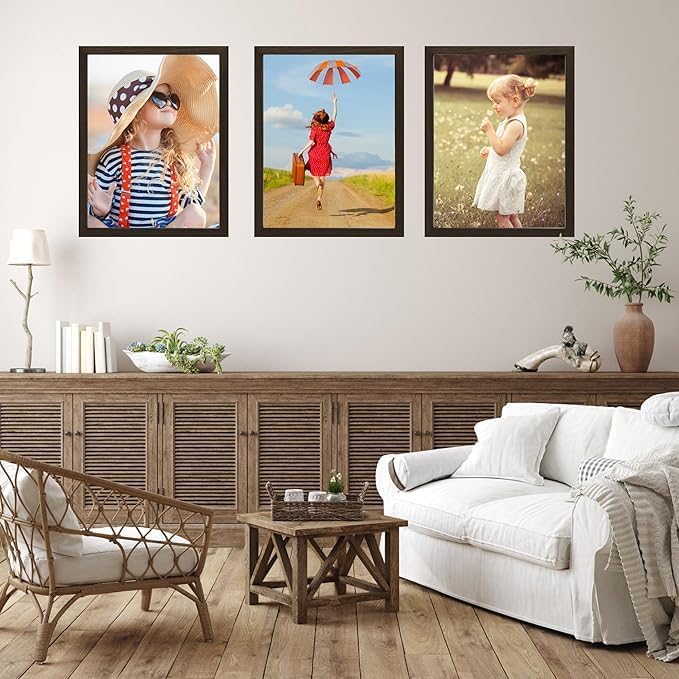 KTKDE A1 Poster Frame 23.4x33.1 Walnut Woodgrain, Vertical & Horizontal Wall Hanging Large Picture Frame for Photos, Posters & Art Prints Perfect for best gifts and Home Decor