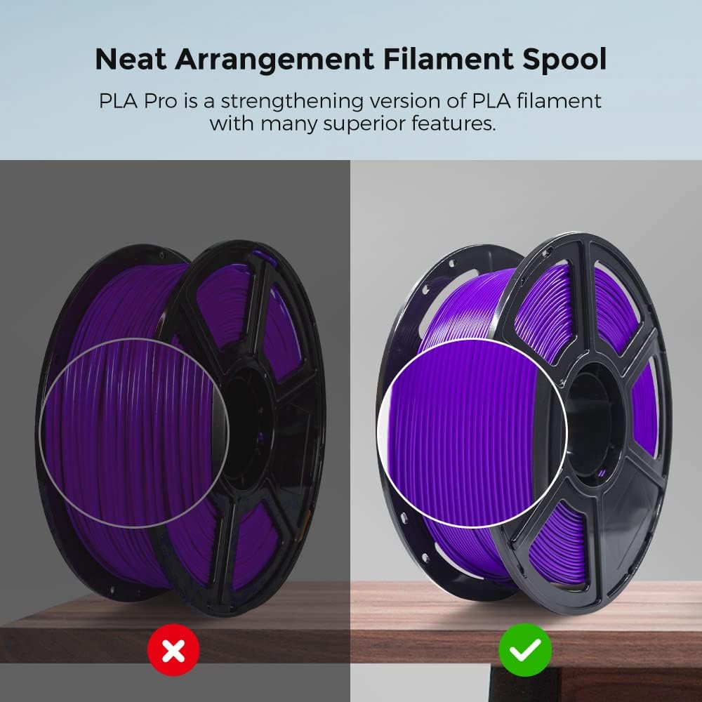 FLASHFORGE 3D Printer Filament, PLA PRO Filament 1.75mm, 1KG Spool (2.2lbs), Dimensional Accuracy +/- 0.02mm for FDM 3D Printers, Better Tenacity & No Knotting (Purple)