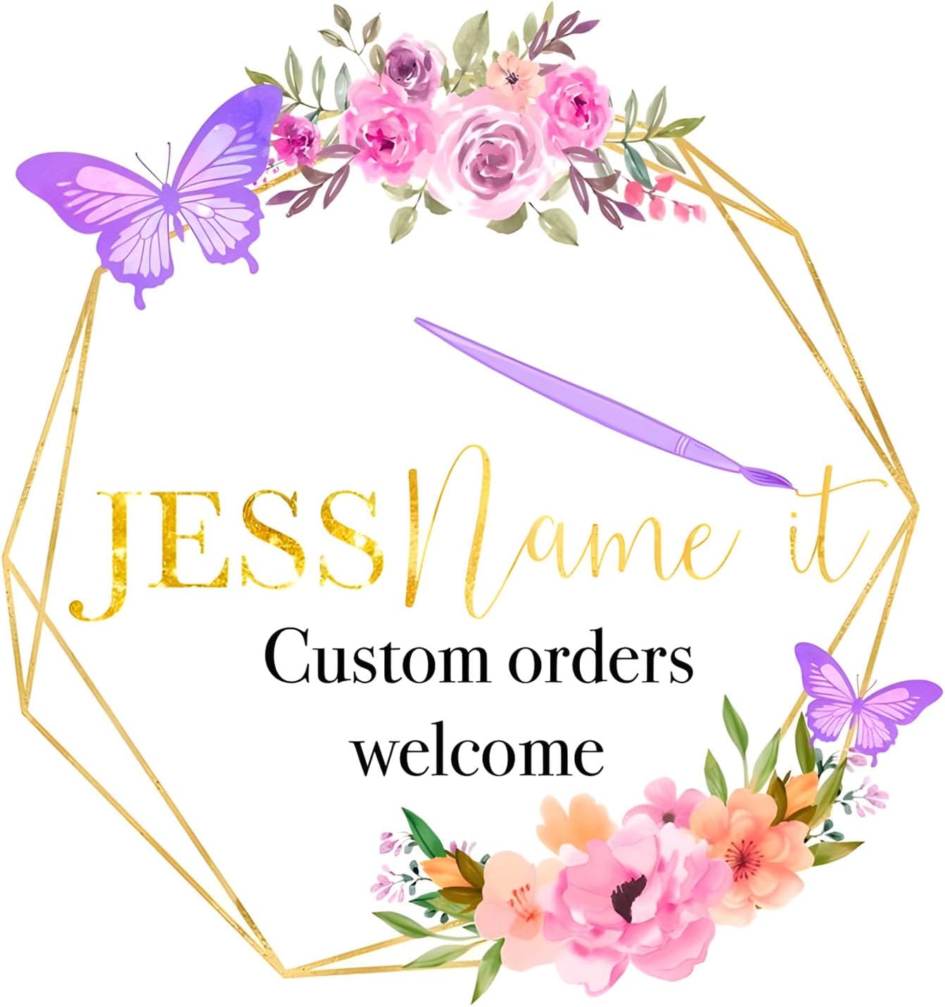 Custom Stickers for Weddings, Birthdays & Businesses - Personalized Labels with Your Logo - Waterproof, Fade and Heat Resistant - Pack of 100-1000 (Wreath W, 2 Inch)