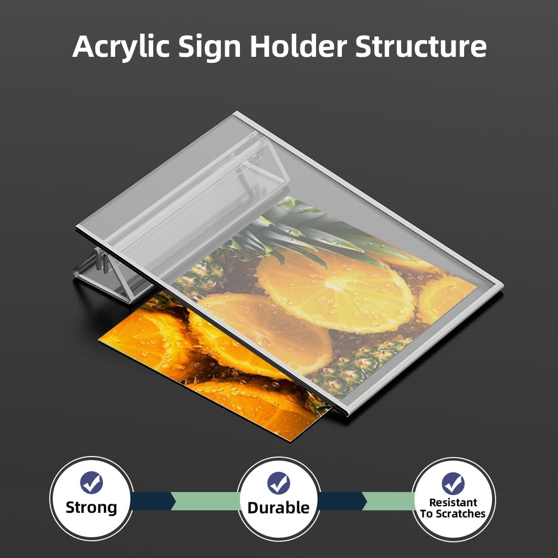 Clear Acrylic Sign Holder 4X6 with Silver Borders Display Stand, Double Sided Acrylic Picture Frames Plastic Sign Holder for Wedding Table Numbers Menu Holder (6 Pack)