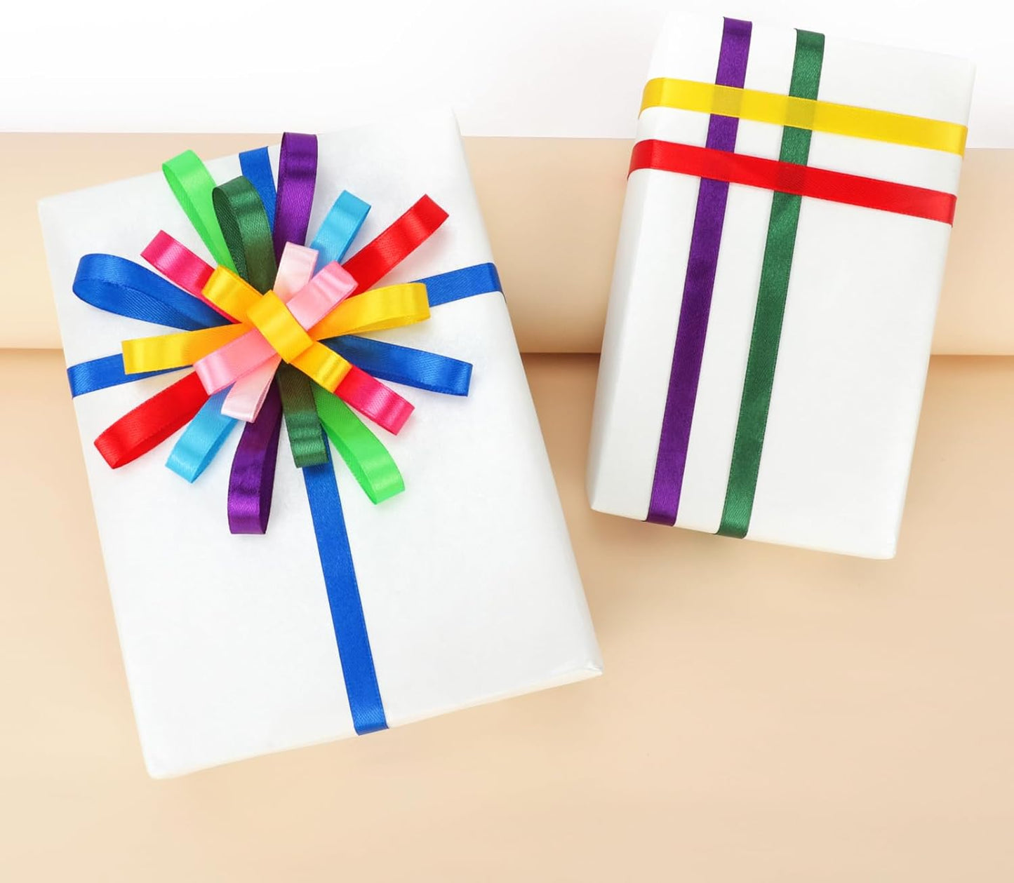 NESCCI 400 Yards Ribbon,3/8 Inch Satin Ribbon,Single Face Satin Ribbons, Perfect for Gift Wrapping,Wedding Decoration,Handmade Bows,Wrapping Bouquet,Halloween, Christmas