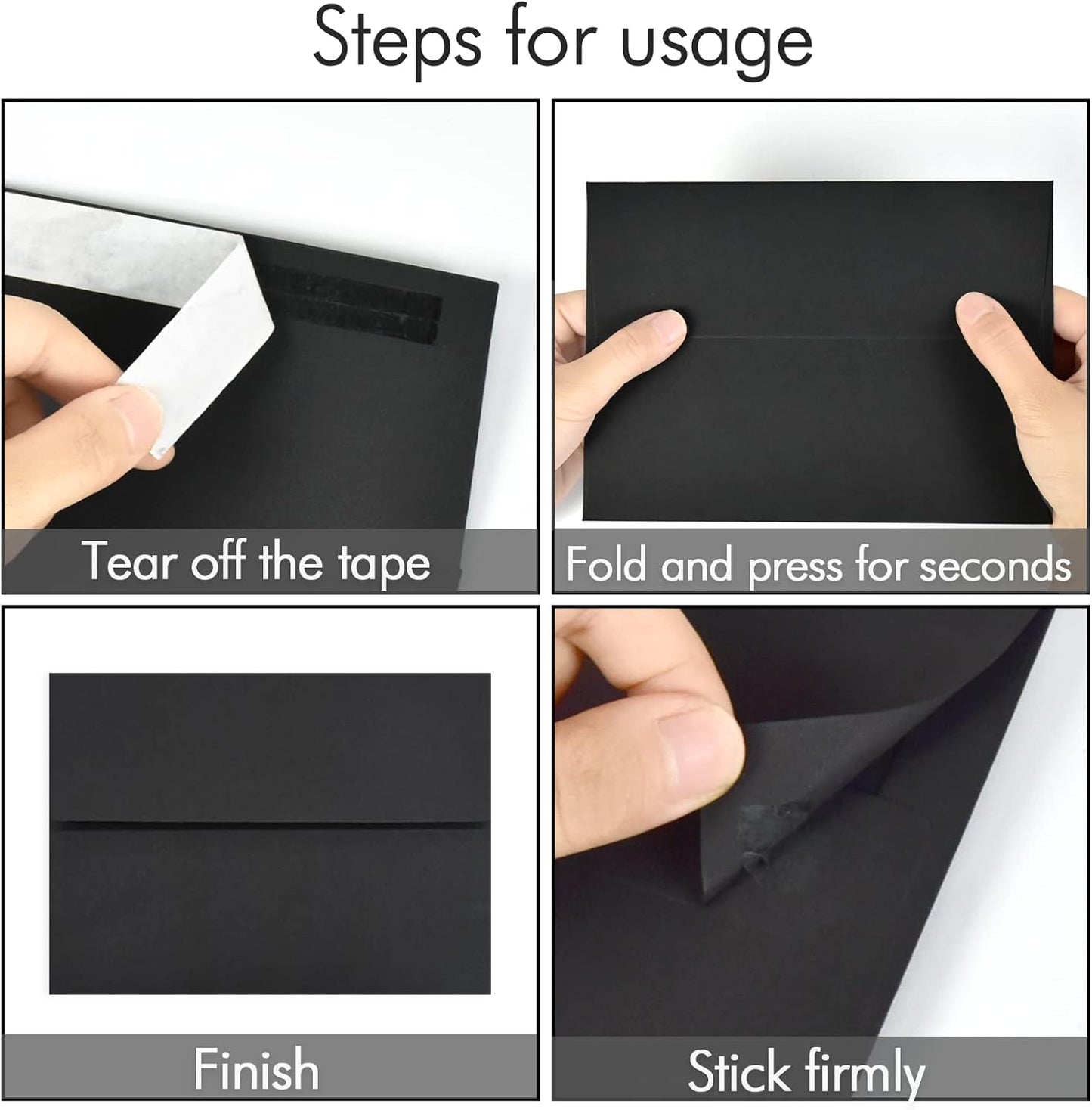100 Pack A2 Black Envelopes Self Sealing Adhesive Perfect for Weddings, RSVP, Invitations, Baby Shower,Greeting Cards,Announcements, Thank You Notes| A2(4.375 x5.75 Inches)