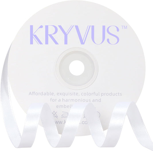 White Satin Ribbon 3/8 inch X Continuous 50 Yards, Single Face Polyester Ribbon Perfect for Gift Wrapping, Flower Bouquet, Wedding Decor, Crafts, Bow Making, Sewing and More