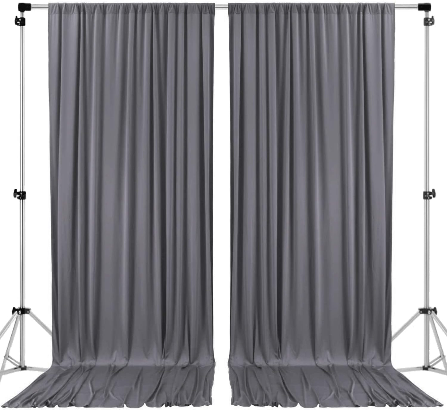 AK TRADING CO. 10 feet x 10 feet Charcoal IFR Polyester Backdrop Drapes Curtains Panels with Rod Pockets - Wedding Ceremony Party Home Window Decorations
