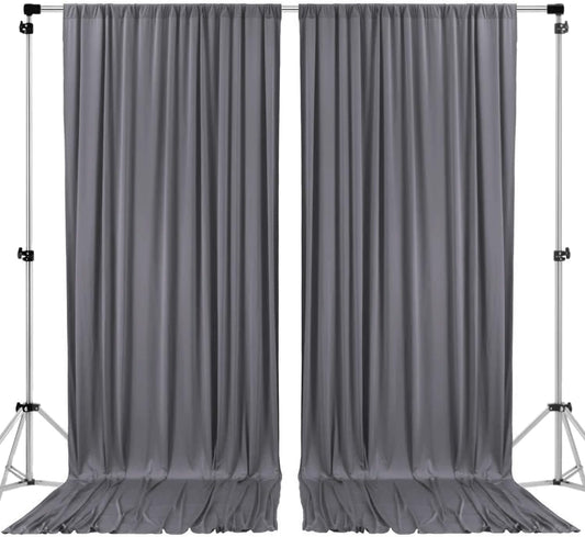 AK TRADING CO. 10 feet x 10 feet Charcoal IFR Polyester Backdrop Drapes Curtains Panels with Rod Pockets - Wedding Ceremony Party Home Window Decorations