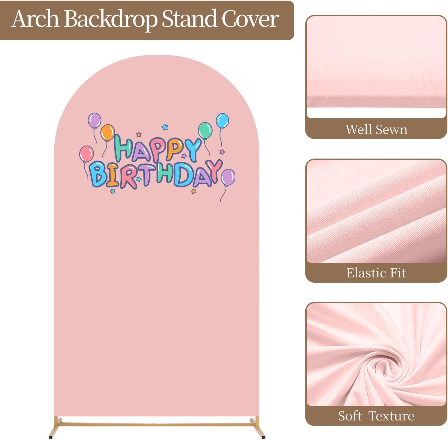 Metal Arch Backdrop Stand and Cover Set, 7.2FT, 6FT Party Backdrop, Easy to Assemble, Backdrop Stand for Parties, Birthday, Baby Shower