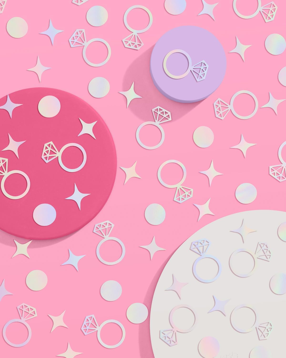 xo, Fetti Bachelorette Party Iridescent Foil Confetti - 200 pc | Engagement Party Decoration, Diamond Ring Table Decor, Bride To Be Bridal Shower Supplies, Engaged Era Decor