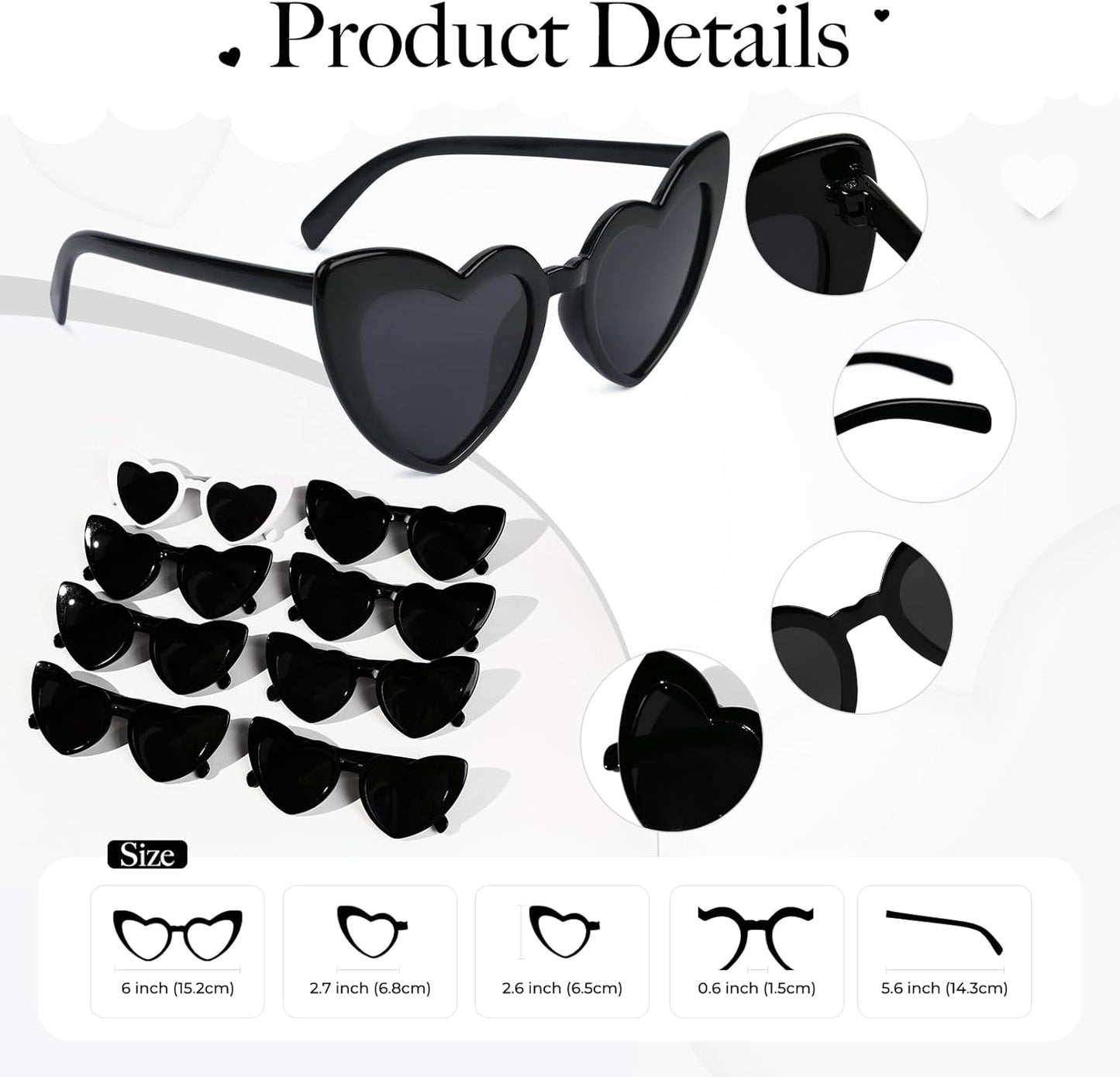YOGFIT Heart Sunglasses for Women Fashion Classic Love Eye Protection Sunglasses Vintage Cute Heart Sunglasses