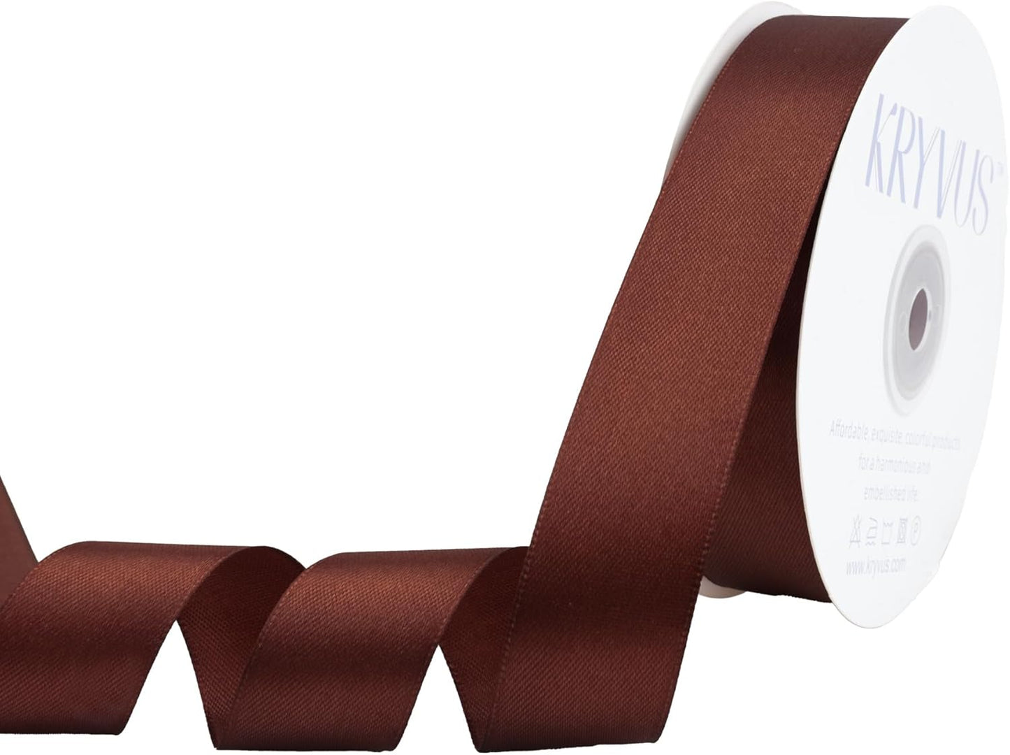 Coffee Brown Satin Ribbon 1 inch X Continuous 25 Yards, Single Face Polyester Ribbon Perfect for Gift Wrapping, Flower Bouquet, Wedding Decor, Crafts, Bow Making, Sewing and More