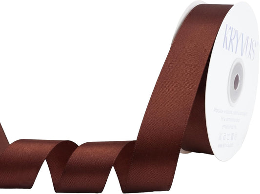 Coffee Brown Satin Ribbon 1 inch X Continuous 25 Yards, Single Face Polyester Ribbon Perfect for Gift Wrapping, Flower Bouquet, Wedding Decor, Crafts, Bow Making, Sewing and More