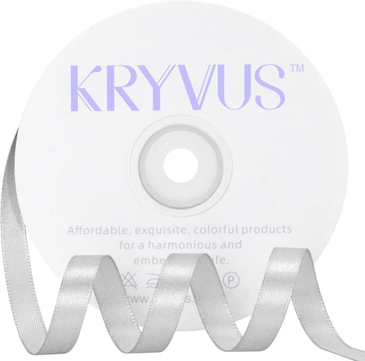 Silver Satin Ribbon 3/8 inch X Continuous 50 Yards, Single Face Polyester Ribbon Perfect for Gift Wrapping, Flower Bouquet, Wedding Decor, Crafts, Bow Making, Sewing and More