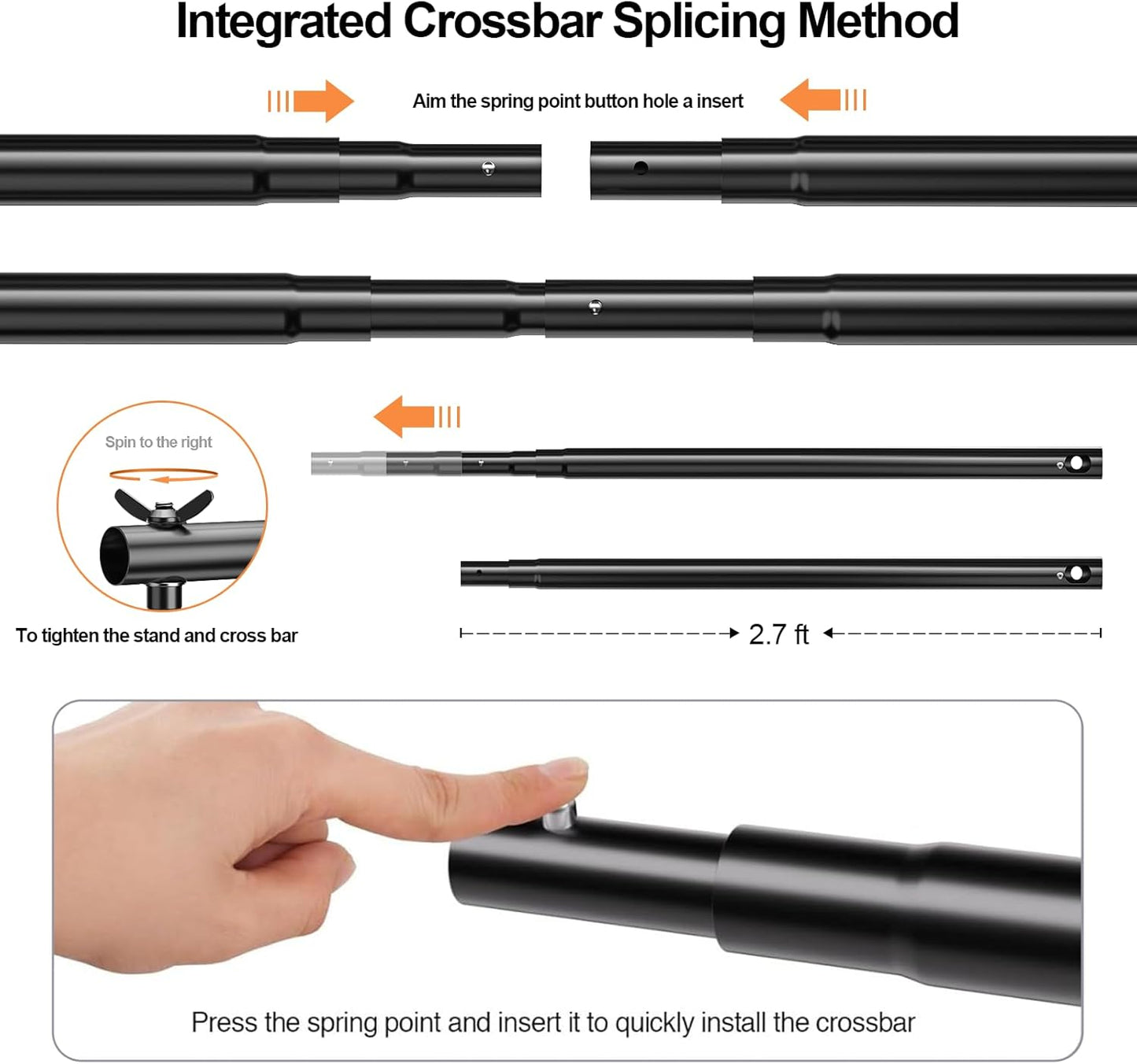 Photo Backdrop Stand, 8.5 x 10 ft Back Drop Adjustable Stands, Photography Background Support System Kit with Carry Bag, Clips and Clamps for Photo Video Studio, Parties, Wedding