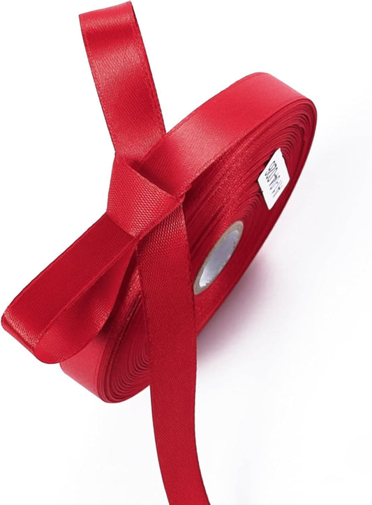 1/2 Inch Burgundy Satin Ribbon 50 Yards Solid Fabric Ribbons for Gift Wrapping, Crafts and DIY Projects, Bows Making, Wedding, Party, Holiday Decor