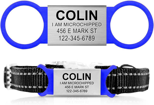 Custom Personalized Dog & Cat ID Tags - Engraved Dog Name, Silent Slide On - Small, Medium, Large Sizes