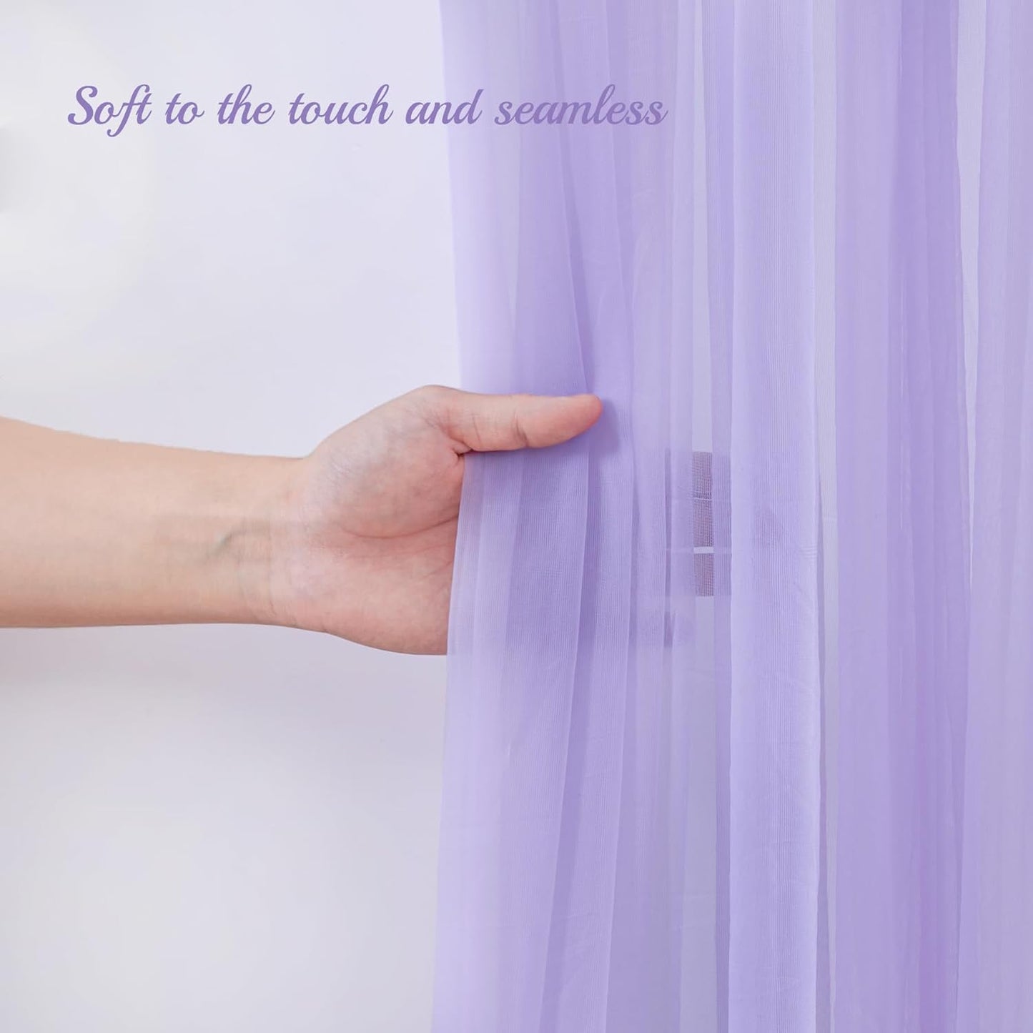 10×10ft Purple Tulle Backdrop Curtain with Lights String for Parties, Sheer Photo Curtain Backdrop Drapes for Wedding Party Photography Backgrounds