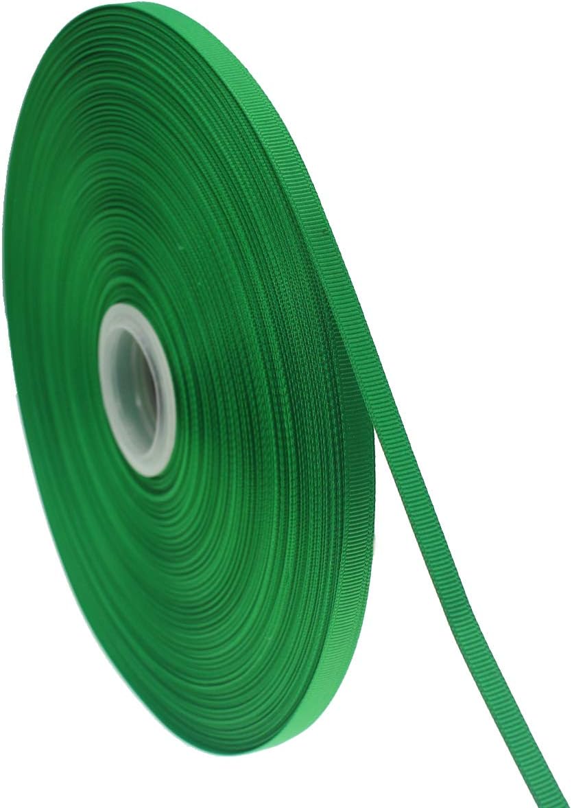 Jesep One Roll 100 Yards 1/4" Soild Grosgrain Ribbon Boutique Gift Wrapping Package Ribbon, DIY Crafts Bow Hair Headband Accessories Assorted Ribbon#553 (1/4" 6mm, Green)