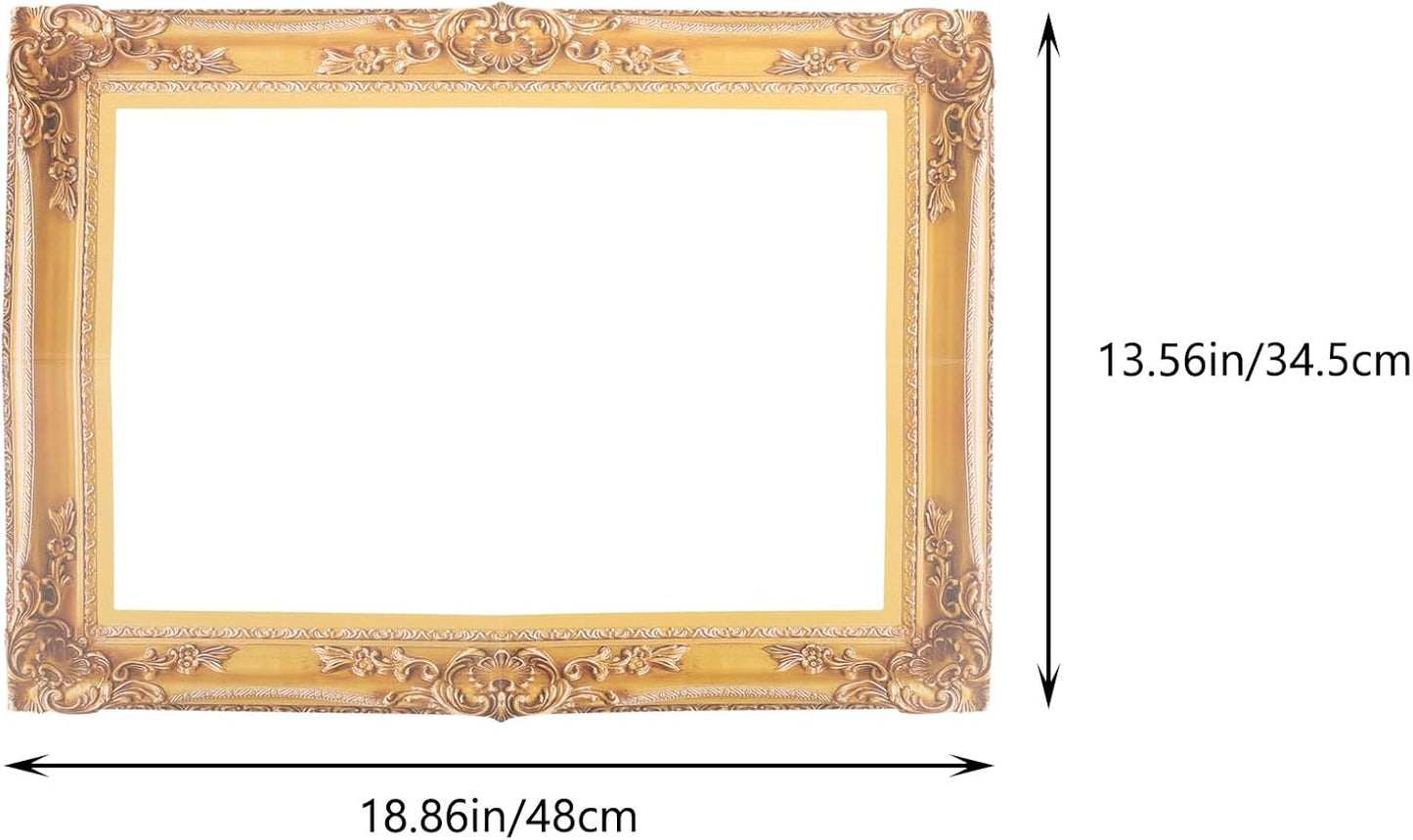 Vintage Decor Gold Photo Booth Frame Prop Antique Looking Cardboard Picture Frame Cutouts Graduation Photo Frame DIY Selfie Frame for Wedding Birthday Carnival Party Wedding Decor
