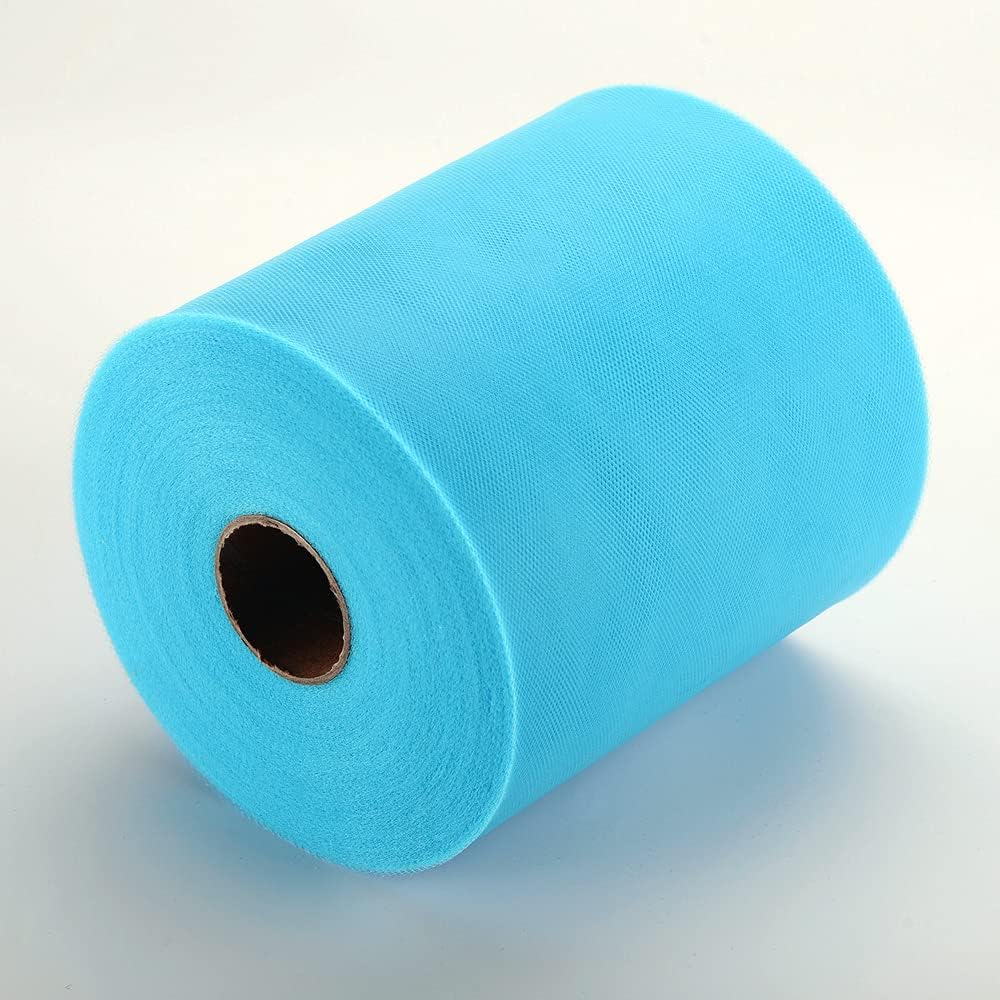 Tulle Rolls 6” by 100 Yards (300 feet) Tulle Roll Spool Fabric for DIY Tutu Skirts Wedding Baby Shower Crafts Decorations Party Supplies (Peacock Blue)