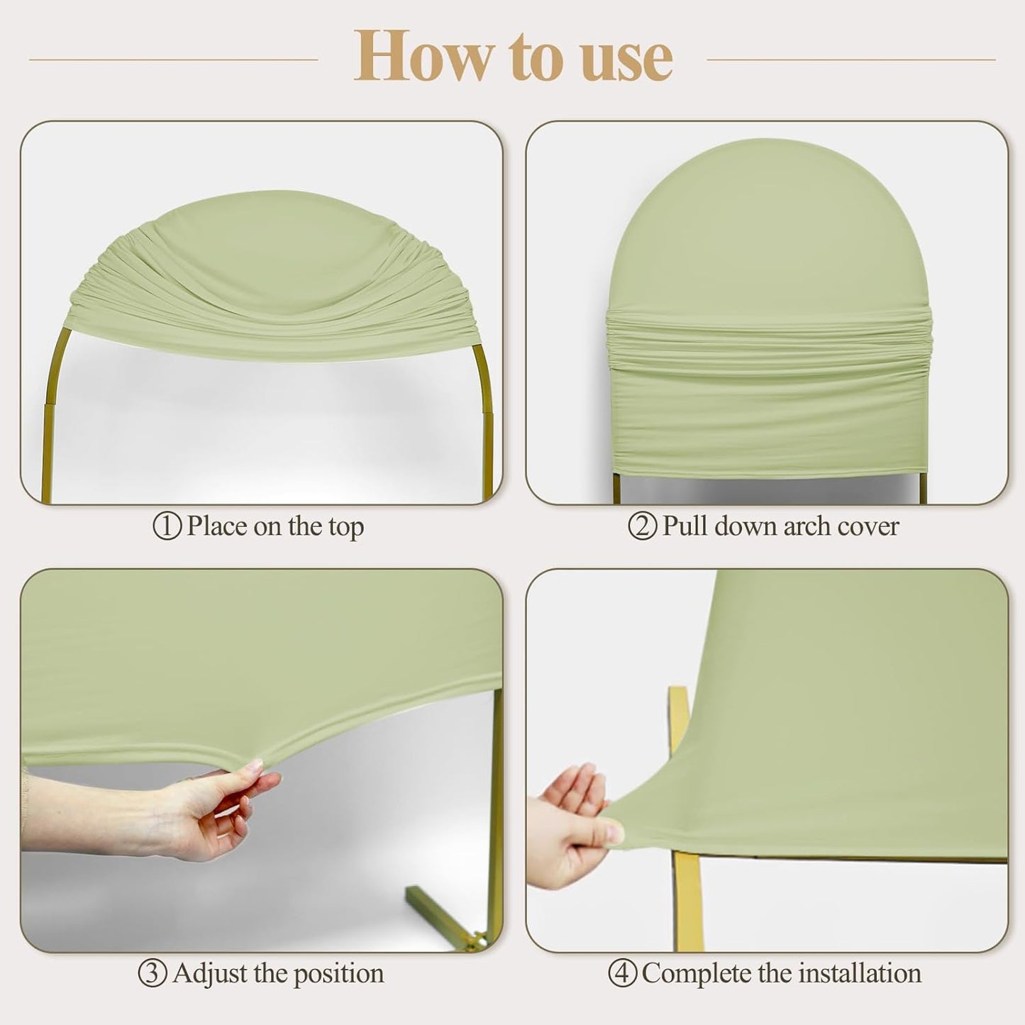 Ledido Wedding Arch Backdrop Cover 6FT Arch Covers Fitted Stretchy Spandex Round Top Stand Backdrop Cover for Wedding Banquet Ceremony Birthday Party Baby Shower Event Decoration,Green