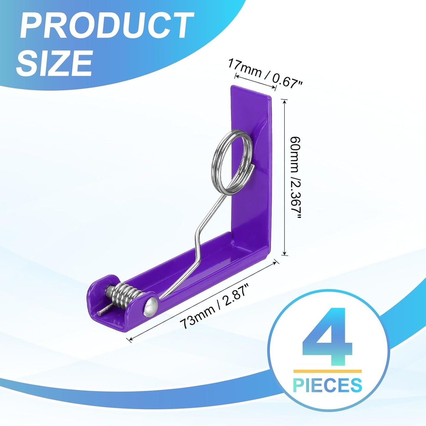 uxcell 4 Pack Tablecloth Clips, Stainless Steel Table Cloth Cover Clamps, 2.87" x 2.36" Windproof Holder Clips for Home Party Picnic Wedding Camping Dining Tables, Purple