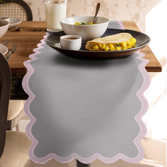 Folkulture Table Runner | Table Runners 72 inches Long | Scallop Table Runner for Farmhouse Decor or Boho Decor | Purple Table Runners for Dining Room Table Decor | Table Decorations for Party