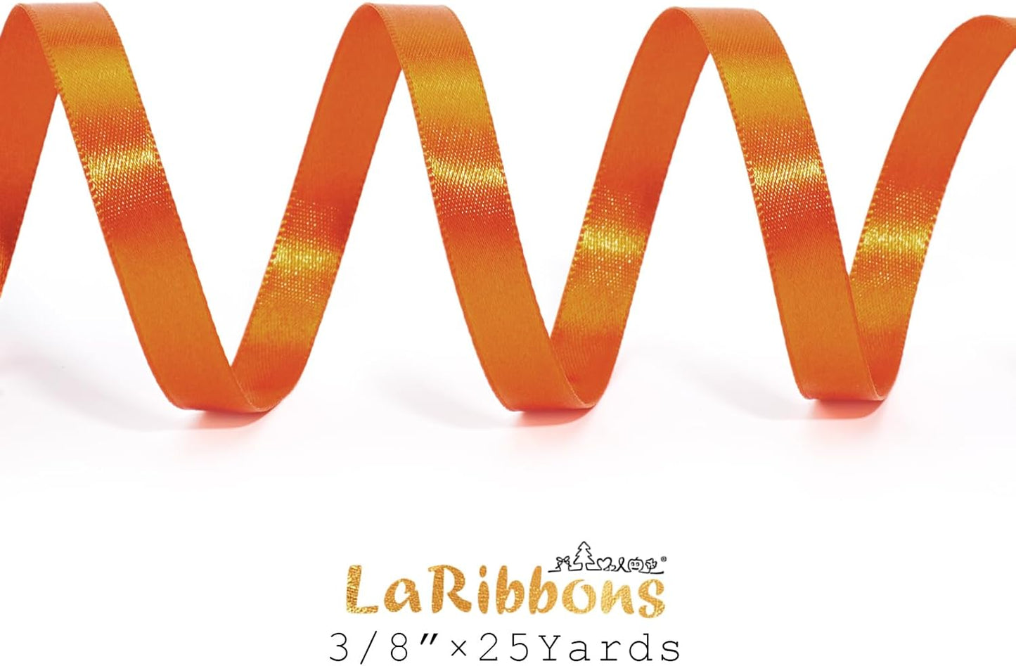 LaRibbons Orange Ribbon 3/8 Inch 25 Yards Luxury Double Faced Russet Orange Silk Ribbon for Flower Bouquet Crafts Gift Wrapping Wedding Party Decoration