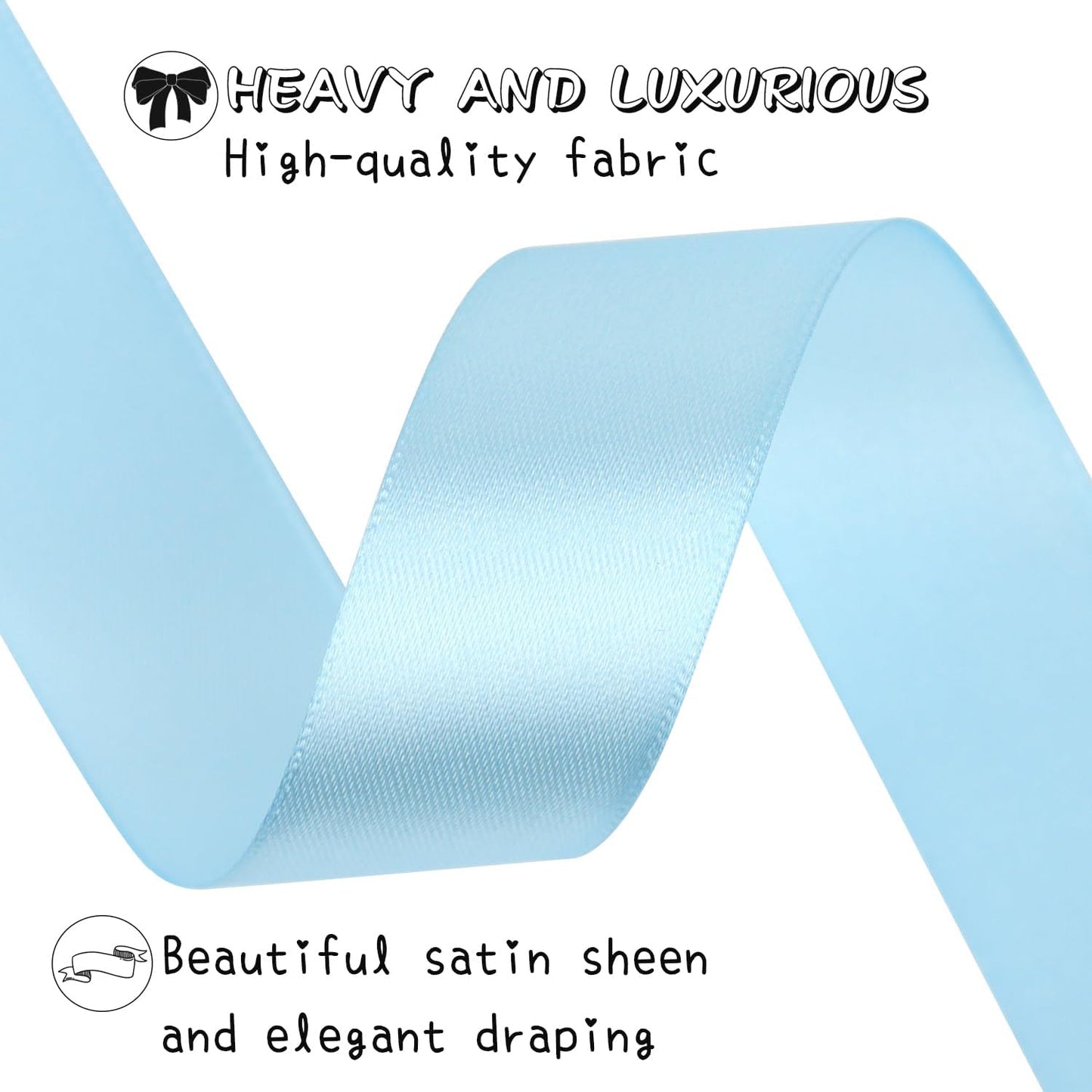 Sky blue Solid Satin Ribbon 1 Inch 25 Yards Solid Polyester Fabric Ribbon for Gift Wrapping Wedding Christmas Baby Shower Birthday Party Decoration Handmade Immortal Flower Craft