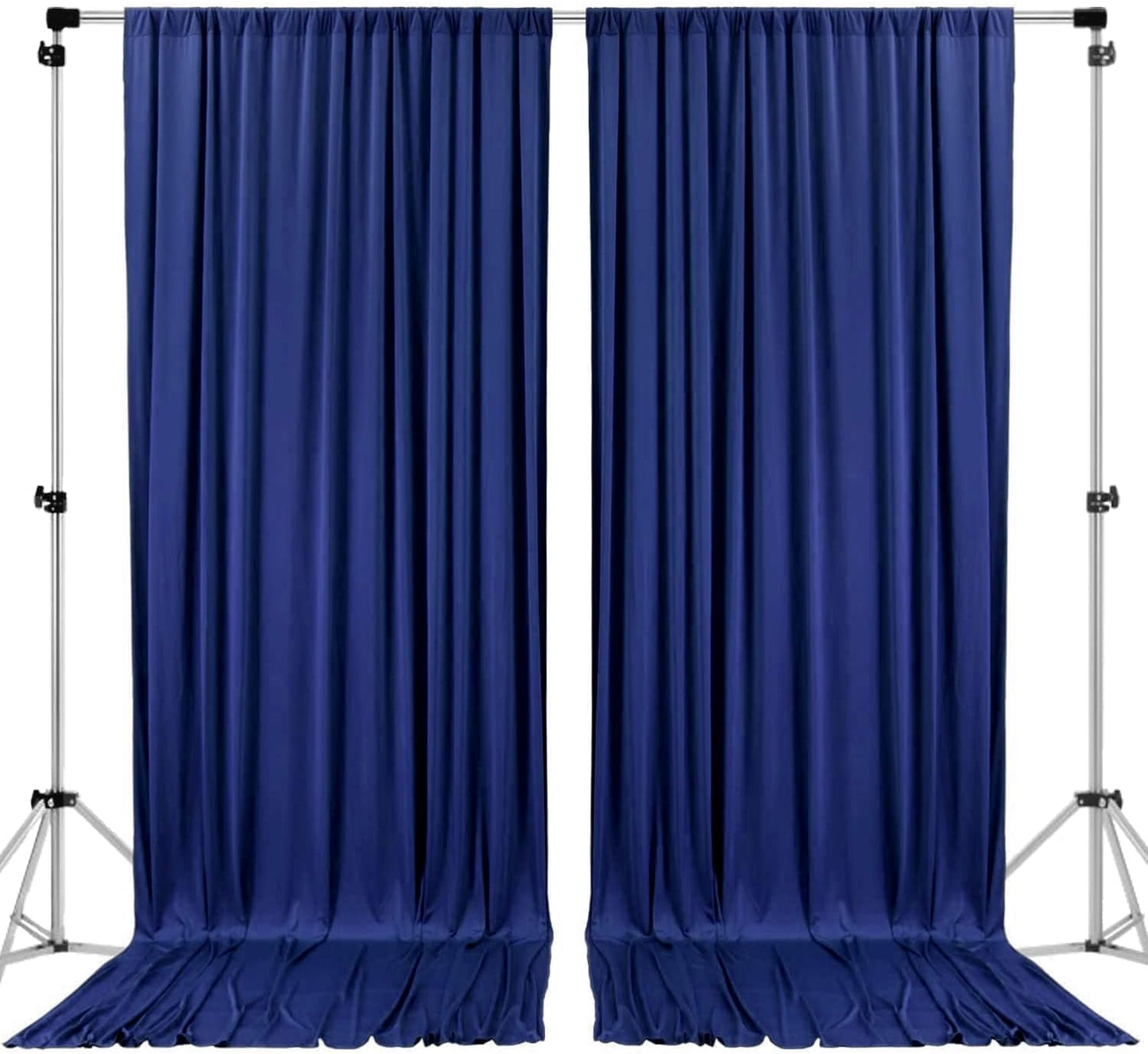 AK TRADING CO. 10 feet x 10 feet Polyester Backdrop Drapes Curtains Panels with Rod Pockets - Wedding Ceremony Party Home Window Decorations - Navy Blue