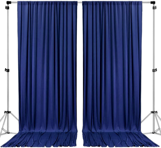 AK TRADING CO. 10 feet x 10 feet Polyester Backdrop Drapes Curtains Panels with Rod Pockets - Wedding Ceremony Party Home Window Decorations - Navy Blue